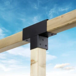 Paalverbinder Voor Pergola T-verbindingsstuk 3-kants 9x9 Cm Zwart -Tuinonderhoud buiten 123 1187