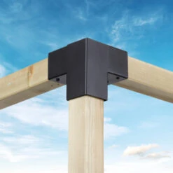 Paalverbinder Voor Pergola Hoekstuk 3-kants 9x9 Cm Zwart -Tuinonderhoud buiten 123 1256