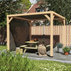 Pergola Silvano Douglas Incl. Schaduwdoek & Zijdoek 324x324 Cm -Tuinonderhoud buiten 123 253