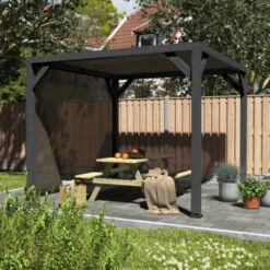 Pergola Silvano Zwart Inclusief Zijdoek -Tuinonderhoud buiten 123 365