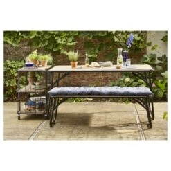 Trolley Monza Zwart Staal/Hout 76x80x45 Cm -Tuinonderhoud buiten 123 3856