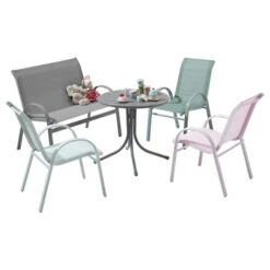 Kindertafel Marijn Grijs Aluminium Ø50x48 Cm -Tuinonderhoud buiten 123 4310