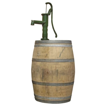 Houten Regenton Eiken 225 Liter Met Gietijzeren Handpomp 1 Houten Regenton Eiken 225 Liter Met Gietijzeren Handpomp