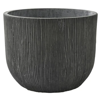 Pot Fiberclay Rond Donkergrijs Streep Ø43 H33 Cm 1 Pot Fiberclay Rond Donkergrijs Streep Ø43 H33 Cm